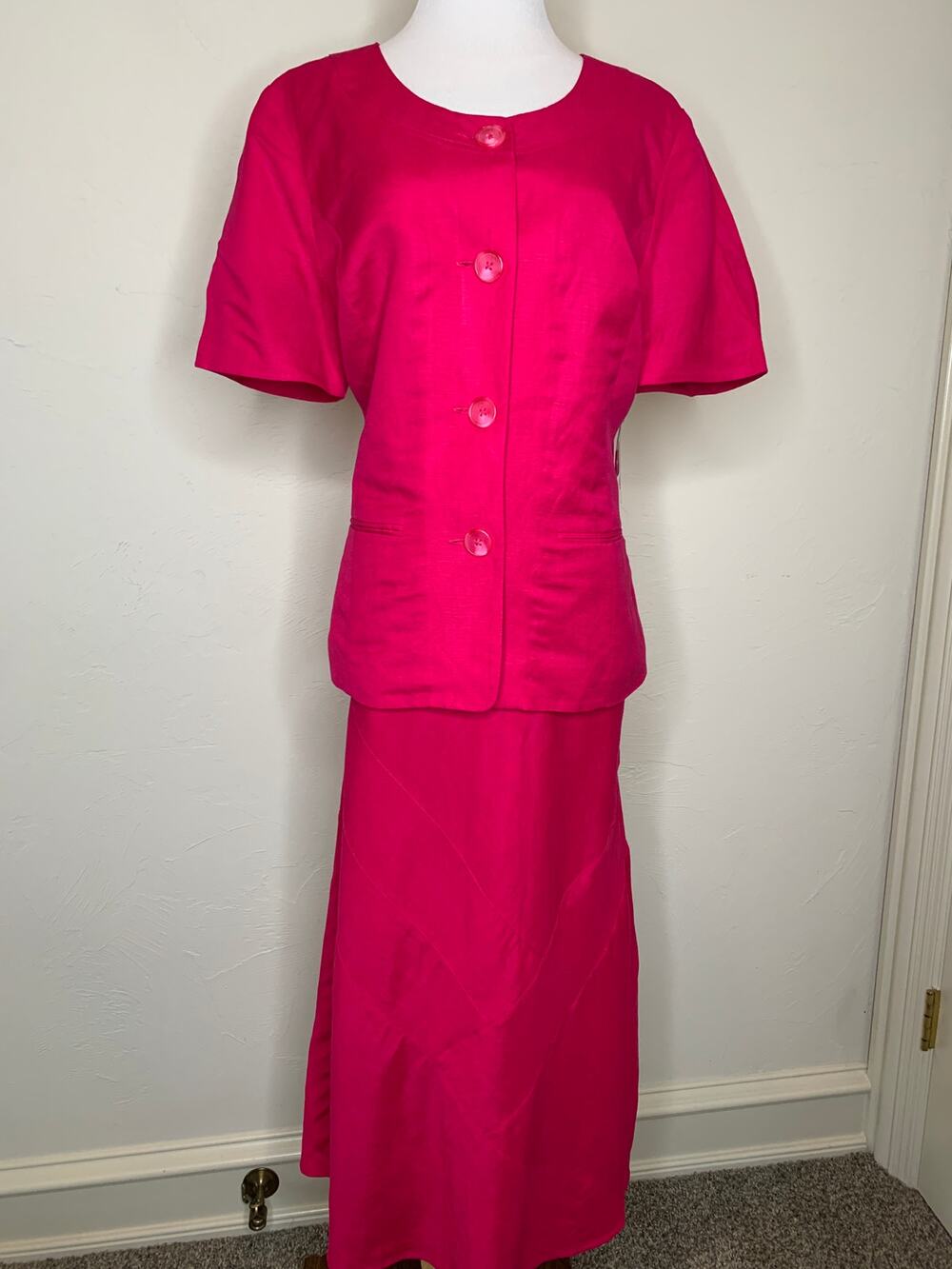 NWT east 5th Pink Skirt Suit Sz 12  Linen Blend